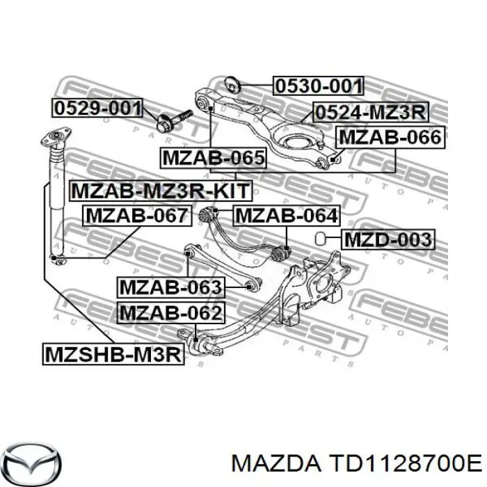 Amortiguador trasero TD1128700E Mazda