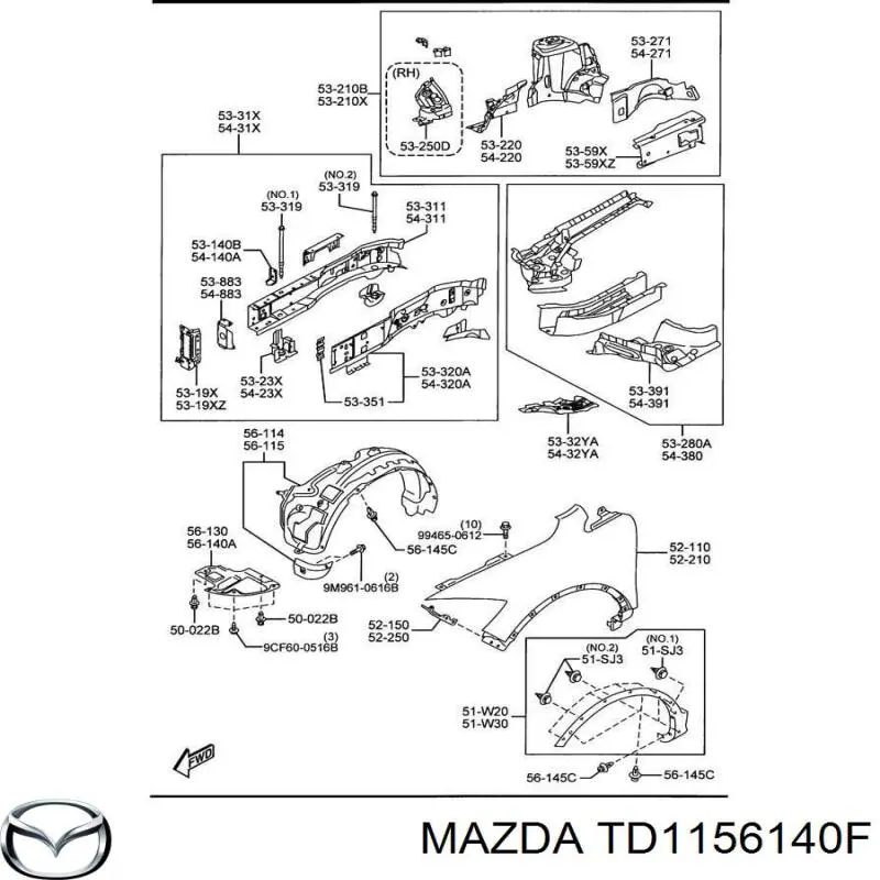 TD1156140F Mazda подкрылок крыла переднего левый