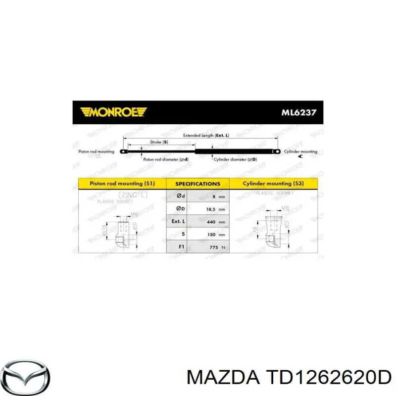 Амортизатор задней двери Mazda TD1262620E цена, от 10.74 USD