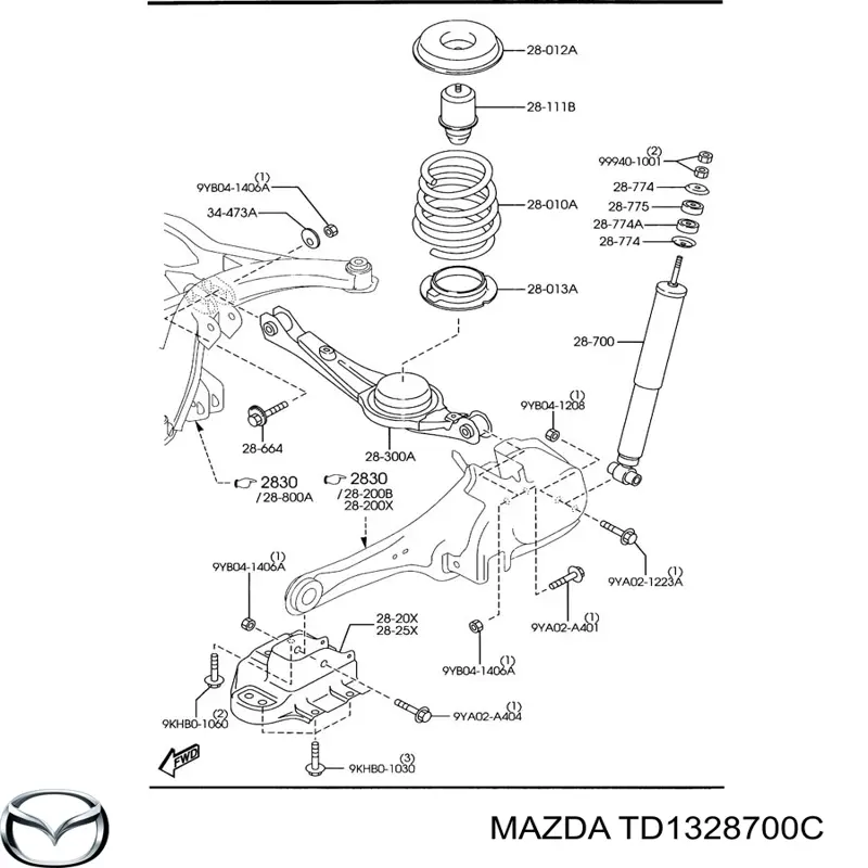 TD1328700C Mazda амортизатор задний