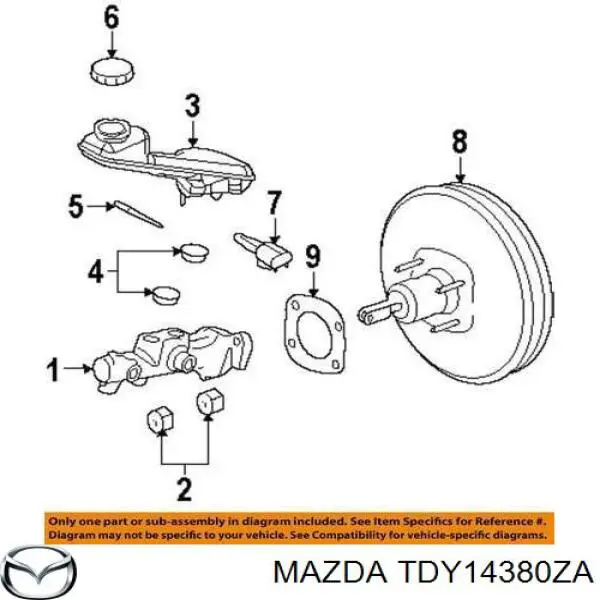 TDY14380ZA Mazda усилитель тормозов вакуумный