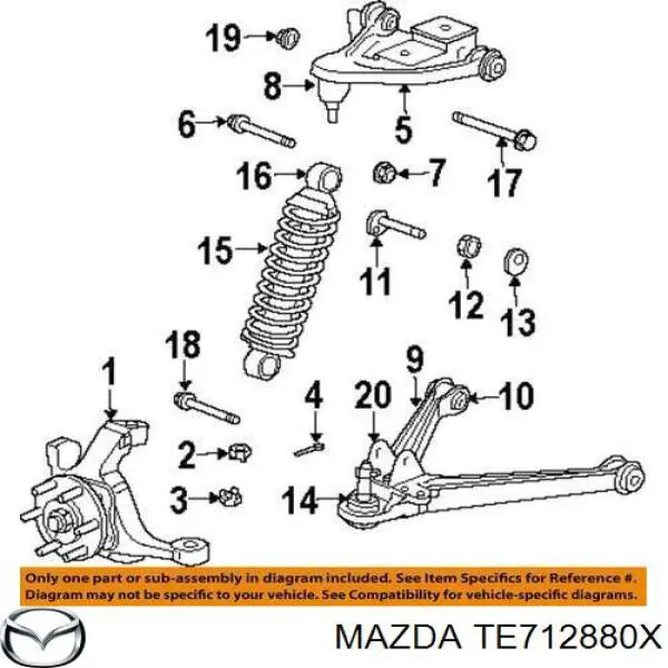 Балка задней подвески поперечная Mazda TE712880X цена, от 2997.63 USD
