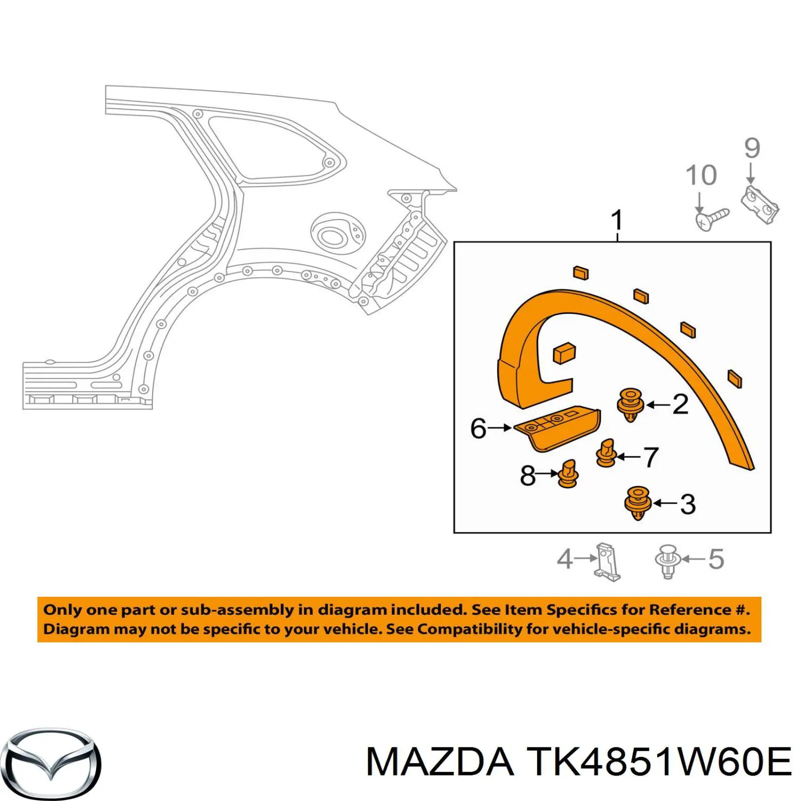 Расширитель (накладка) арки заднего крыла левый на Mazda CX-9 TC