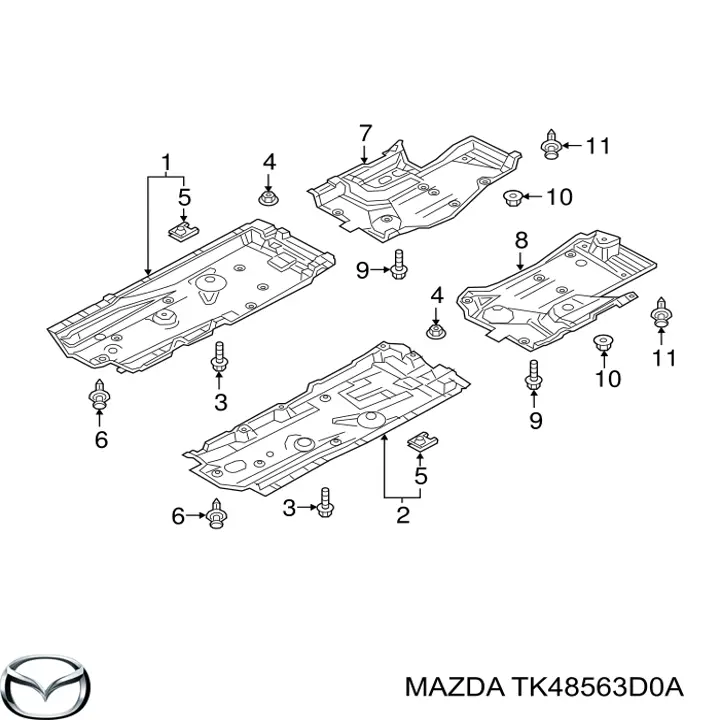 TK48563D0A Mazda Защита днища правая