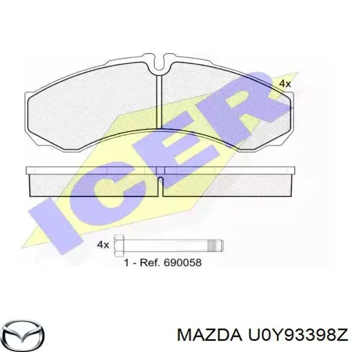 Суппорт тормозной передний правый U0Y93398Z Mazda