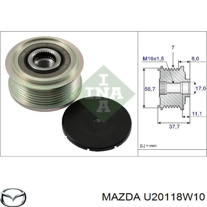 U20118W10 Mazda шкив генератора