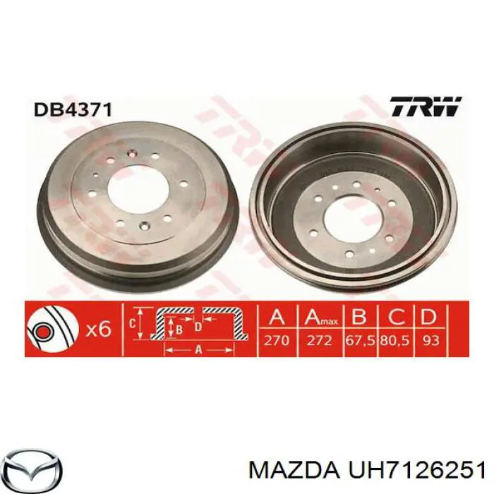 UH7126251 Mazda барабан тормозной задний