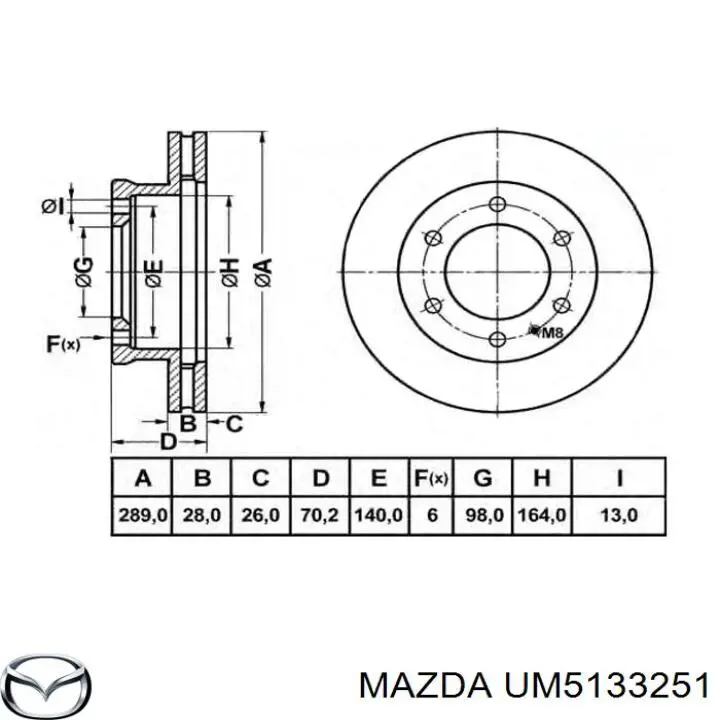 UM5133251 Mazda Диск тормозной передний