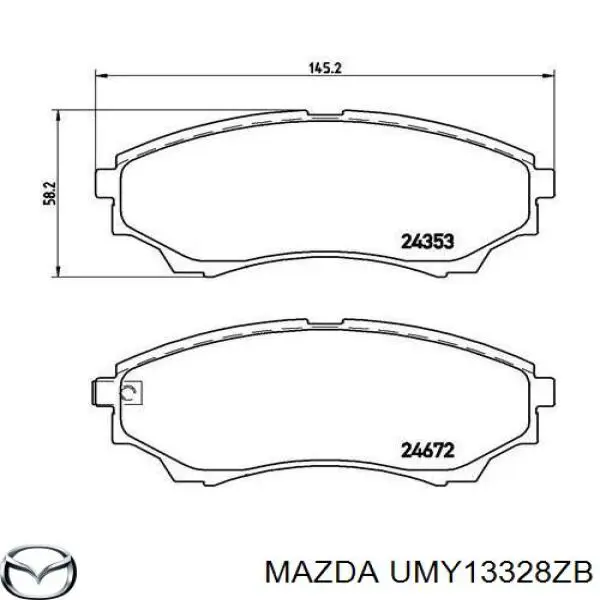 Передние тормозные колодки UMY13328ZB Mazda