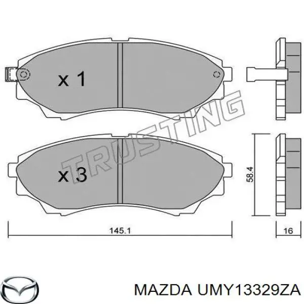 Купить UMY13329ZA Mazda Комплект пружинок крепления дисковых колодок передних