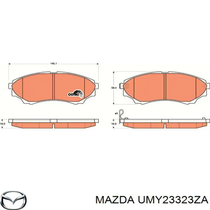 UMY23323ZA Mazda Колодки передние
