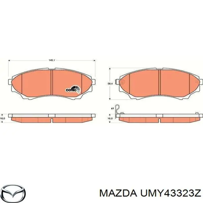 Колодки Mazda UMY43323Z цена, от 27.26 USD