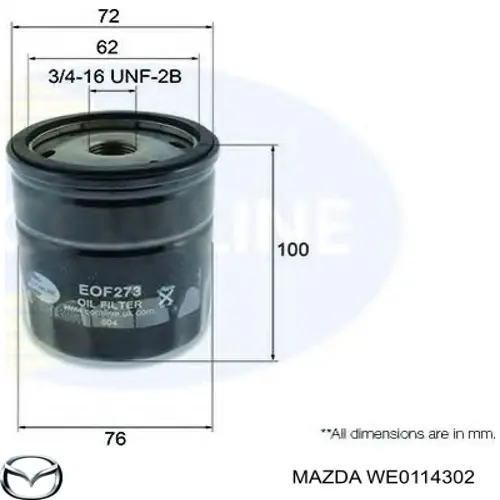 Масляный фильтр WE0114302 Mazda