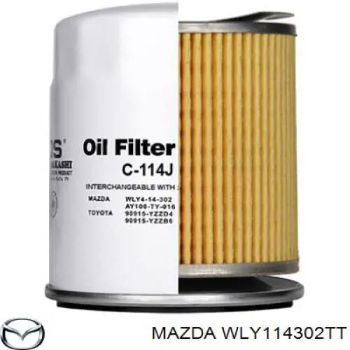 Filtro de aceite WLY114302TT Mazda