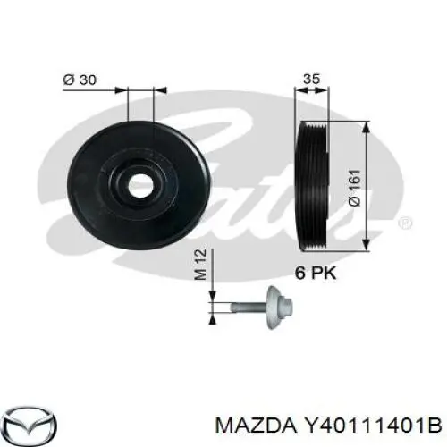 Y40111401B Mazda Шкив коленчатого вала