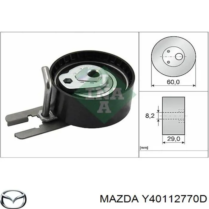 Rodillo, cadena de distribución Y40112770D Mazda