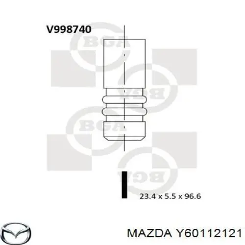 Y60112121 Mazda клапан выпускной