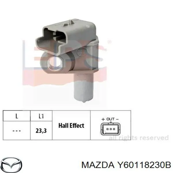 Sensor de posición del árbol de levas Y60118230B Mazda