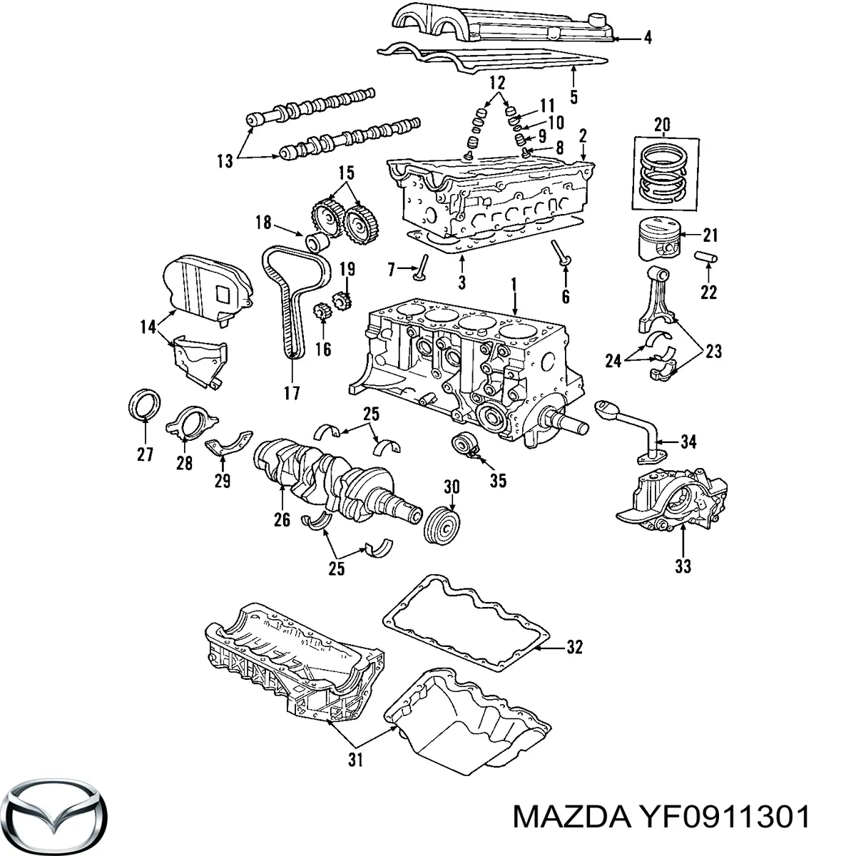 YF0911301 Mazda Коленвал двигателя