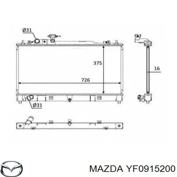 Купить YF0915200 Mazda Радиатор водяной