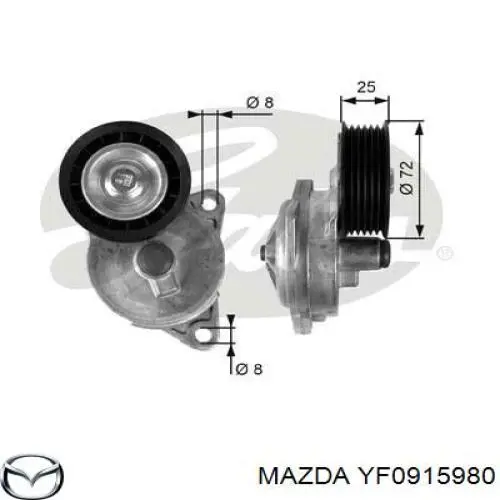 Tensor de correa, correa poli V YF0915980 Mazda