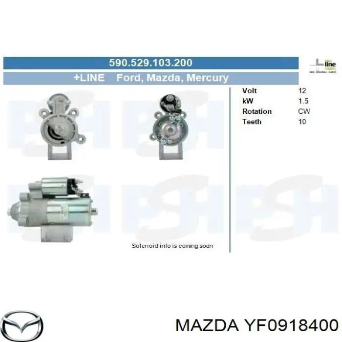 Стартер Mazda YF0918400 цена, от 596.62 USD