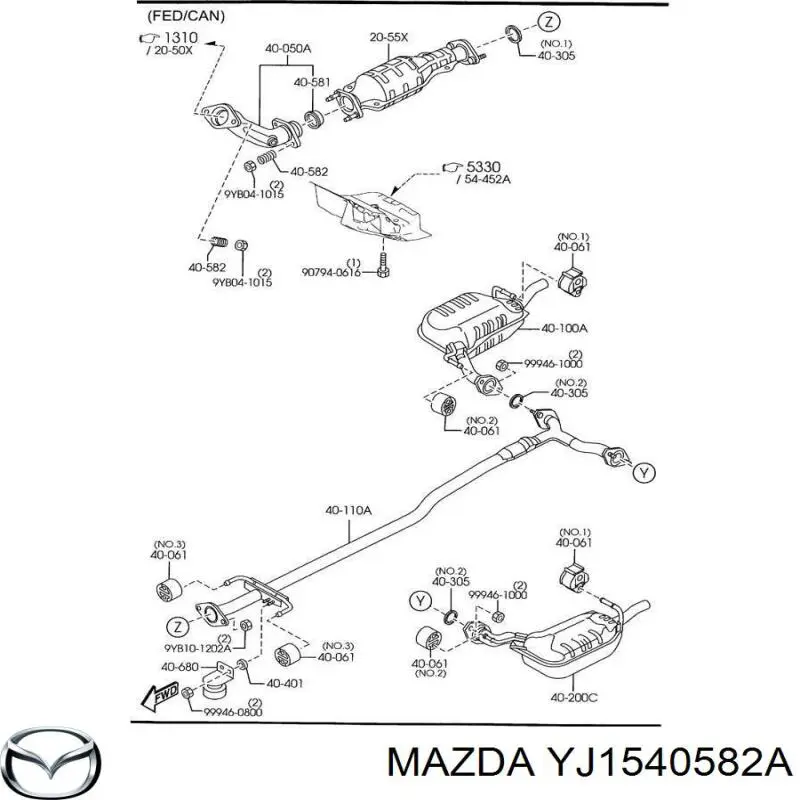 Болт вихлопної системи (глушника) YJ1540582A Mazda