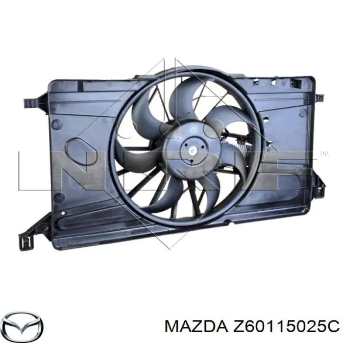 Z60115025C Mazda difusor do radiador de esfriamento, montado com motor e roda de aletas