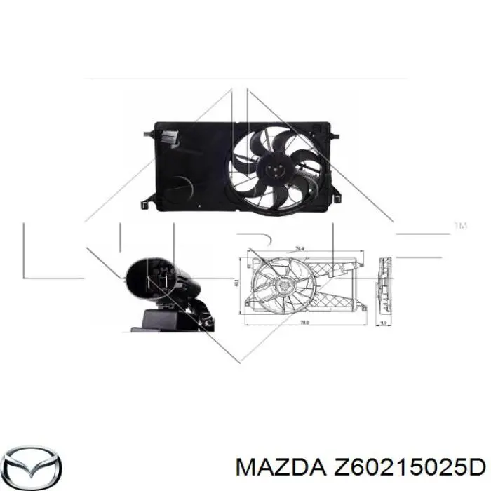 Диффузор вентилятора в сборе с мотором и крыльчаткой Z60215025D Mazda