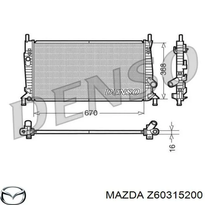 Z60315200 Mazda radiador de esfriamento de motor