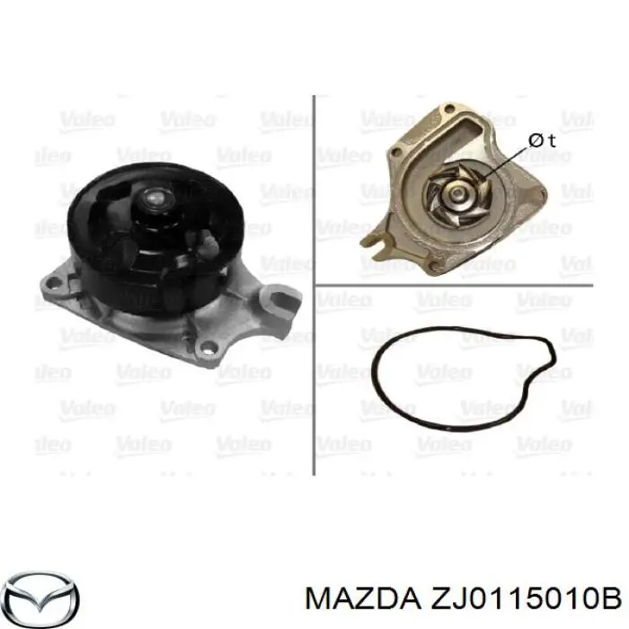 ZJ0115010B Mazda bomba de água (bomba de esfriamento)