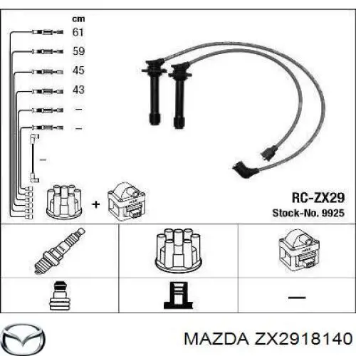 Провода зажигания Mazda ZX2918140 цена, от 29.07 USD