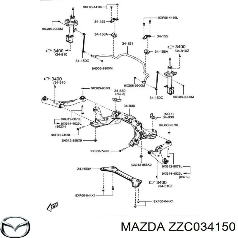 ZZC034150 Mazda стойка стабилизатора переднего