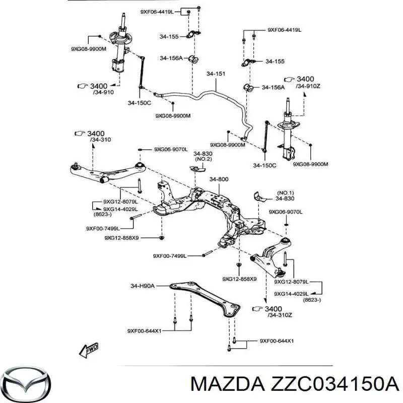 ZZC034150A Mazda стойка стабилизатора переднего