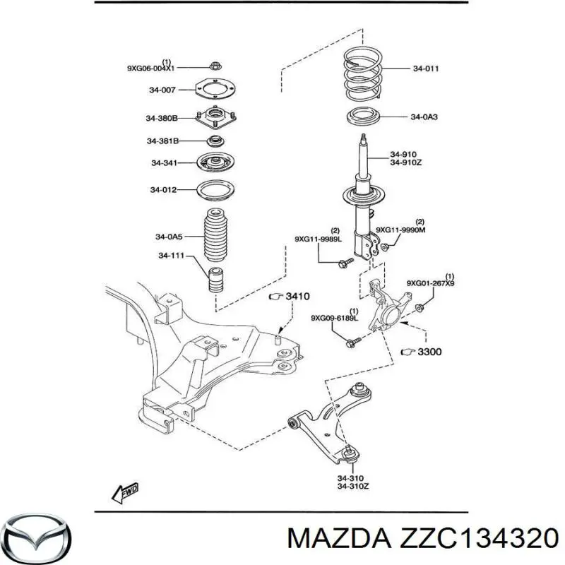 ZZC134320 Mazda рычаг передней подвески нижний левый