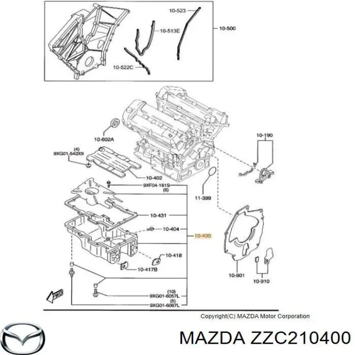 ZZC210400 Mazda поддон масляный картера двигателя