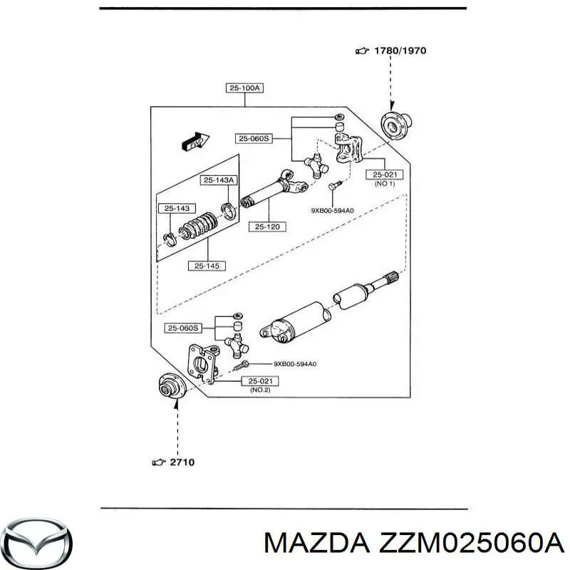 Крестовина карданного вала заднего Mazda ZZM025060A