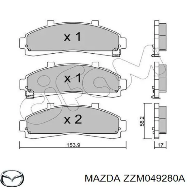 Передние тормозные колодки ZZM049280A Mazda