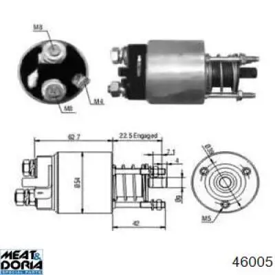 Втягивающее реле стартера 46005 Meat&Doria