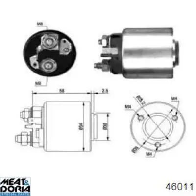 Втягивающее реле стартера 46011 Meat&Doria