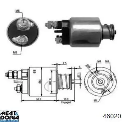 Втягивающее реле стартера 46020 Meat&Doria