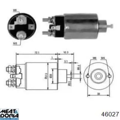 Втягивающее реле стартера 46027 Meat&Doria