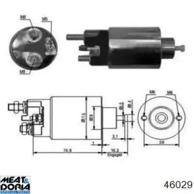 Втягивающее реле стартера 46029 Meat&Doria