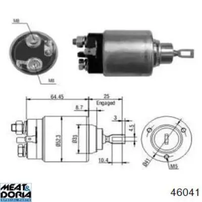 Втягивающее реле стартера 46041 Meat&Doria