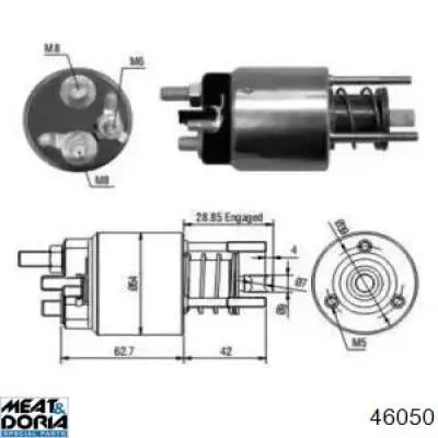 Втягивающее реле стартера 46050 Meat&Doria