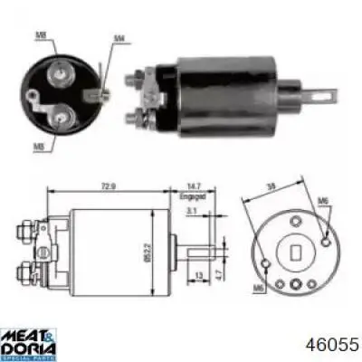 Втягивающее реле стартера 46055 Meat&Doria