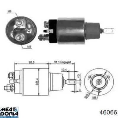 Втягивающее реле стартера 46066 Meat&Doria