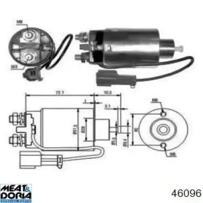 Втягивающее реле стартера 46096 Meat&Doria
