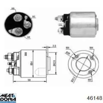 Втягивающее реле стартера 46148 Meat&Doria