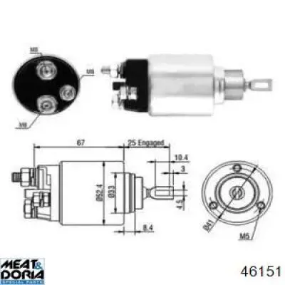 Втягивающее реле стартера 46151 Meat&Doria